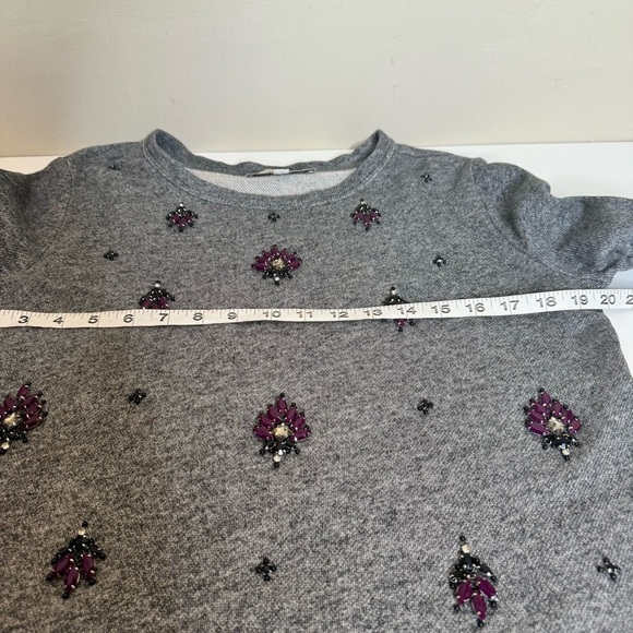 Loft Heather Charcoal Grey Jeweled Sweatshirt - Picture 7 of 7